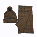 Mens Unisex Invierno Warm Snow Printing Bufanda Beanie Set Nitted Scarf (SK178S)